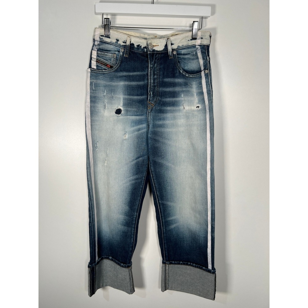 Diesel D-Reggy Blue Distressed Straight Leg Jeans Streetwear W26 L32